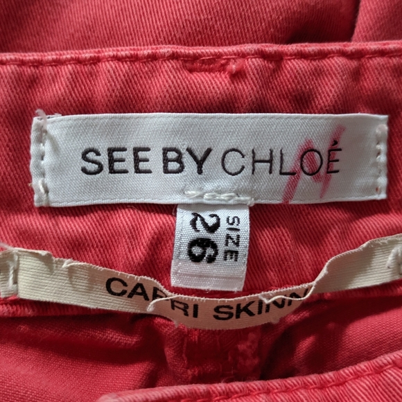 See By Chloe Coral Pink Skinny Capri Jeans 26 - Picture 4 of 6